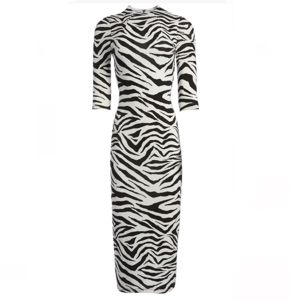 ALICE + OLIVIA Zebra-Print Sheath Bodycon Dress Size 6 - Picture 3 of 12